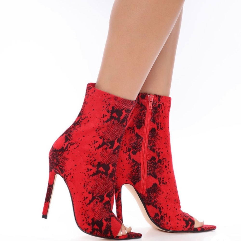 snake skin heel boots